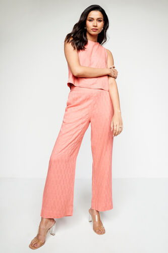 Peach Self Design Straight Set, Peach, image 1
